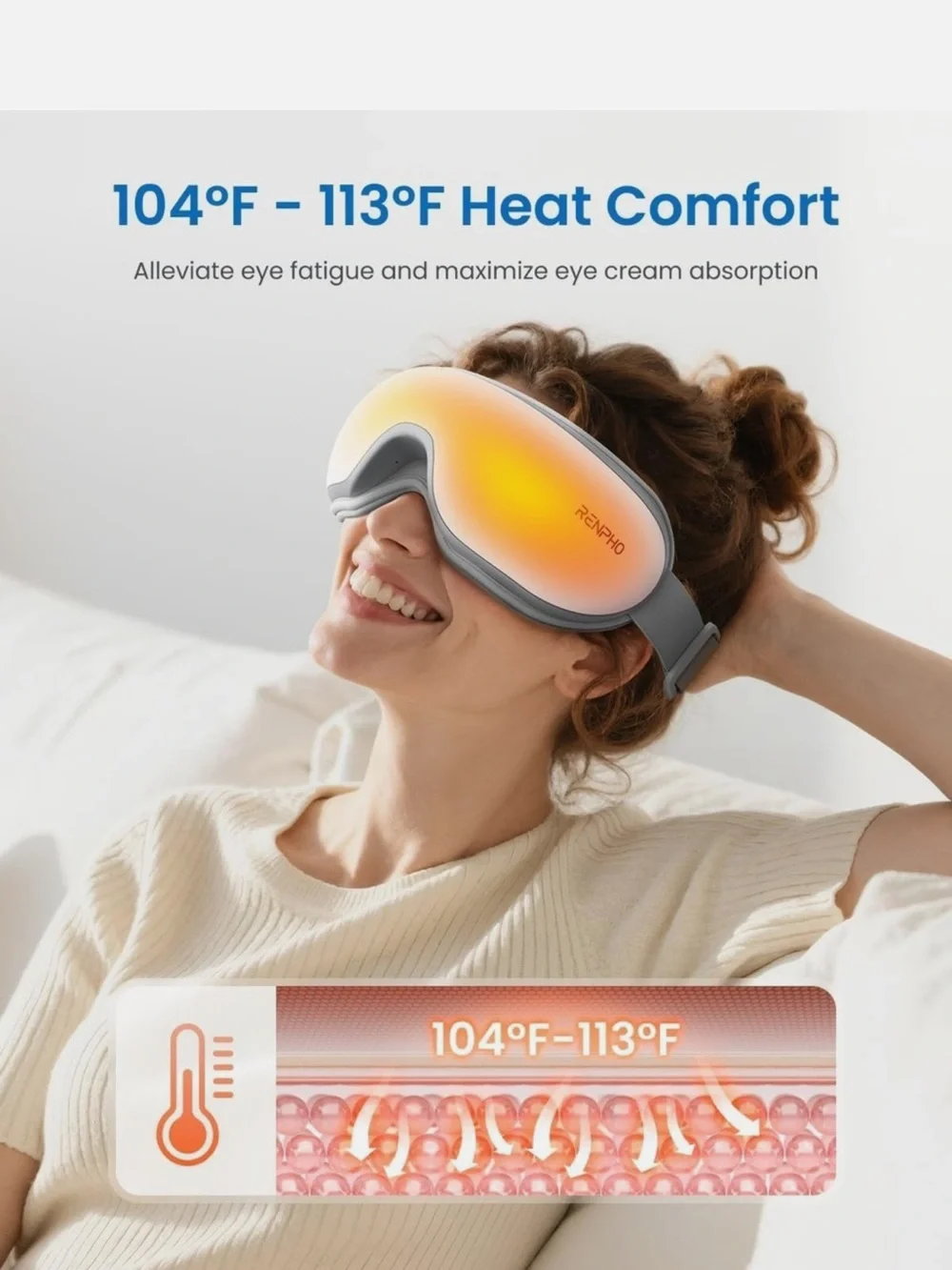 Eyeris 1 White Eye Massager with Heating & Bluetooth